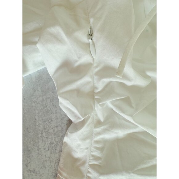 NWT Ruched White Open Back Top By Thakoon Size 8 100% Cotton Short Puff Sleeves - Picture 8 of 11